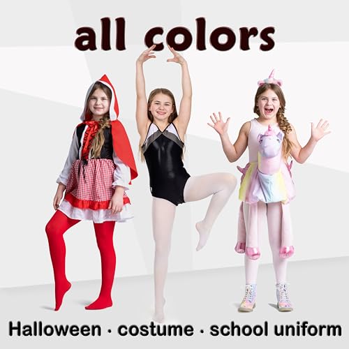 Image of Silky Toes Girls Opaque Microfiber Tights 1-2 Pairs Black White or Colored Nylon Stockings for Kids - ballet footed tights