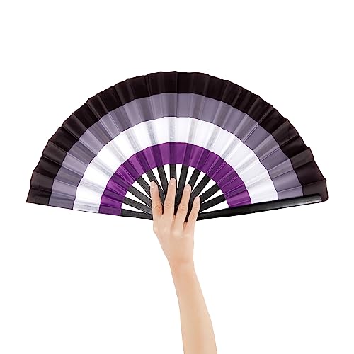 Nogsay Abanico plegable multicolor de bambú Oxford - Estilo Kungfu - Para decoración de verano - Para bodas, fiestas, bailes (morado, blanco, negro, gris)