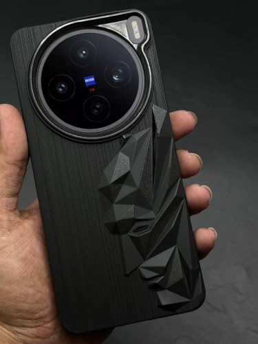 Image of NIUKIN Mobile Case for Vivo X200T 5G | 3D Engraved Design | Metallic Camera Ring | Shockproof Scratch Proof Cover | Black (3D Mask)