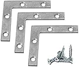 Framing Hardware 12 Pack Heavy Duty 2” x 2” Zinc Plated Steel L-Type Corner Brace Angle Brackets with...