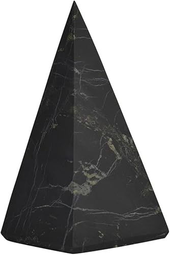 Miniatura 1 de Shungite World Auténtica pirámide de shungita alta sin pulir, 1.181 in  1.18 pulgadas de piedras de shungita reales, pirámide de cristal de