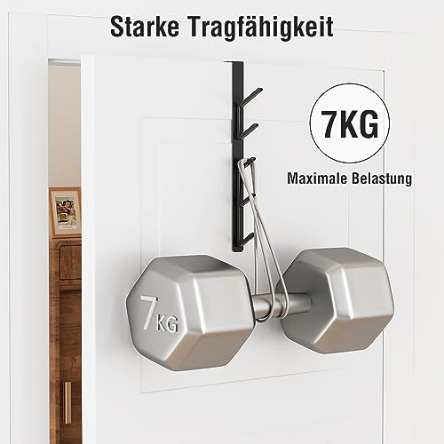 niffgaff Türhaken, vertikaler türhaken zum einhängen, kleiderhaken tür, haken zum einhängen, für Handtuch- und Kleiderbügel, Aluminium, Schwarz, 2er-Pack
