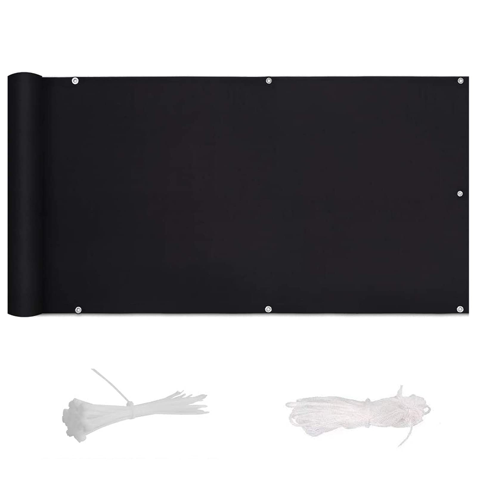 GLDYTVF Outdoor Balcony 0.9x9.5m Weatherproof Sunshade for Porch Deck Backyard and Patio Black Water repellent Privacy Protection