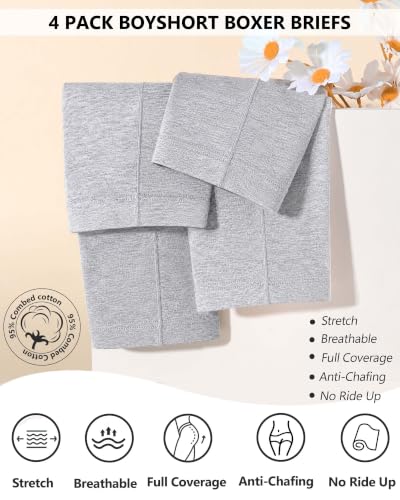 Image of Women's Boyshorts Underwear Cotton, Full Coverage Panties, Womens Boyshort Boxer Briefs Breathable for Women 4 Pack