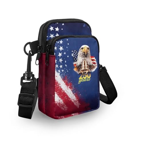 FUIALDOLG Crossbody Bag Purse for Women,Shoulder Bag Purse,Lightweight Small Crossbody Bags Cell Phone Purse for Women Men 250th Anniversary American Eagle