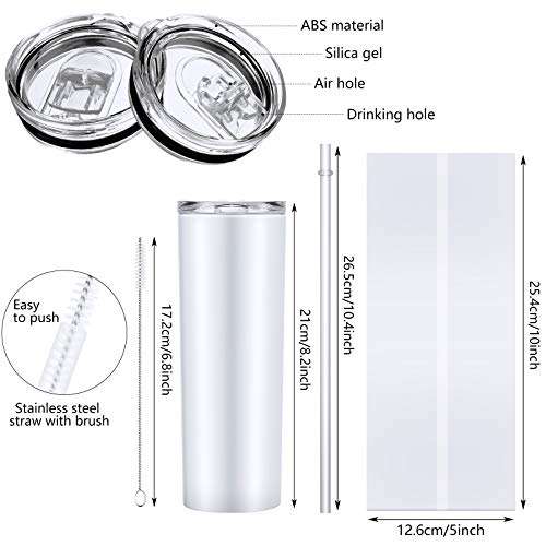 image for Patelai Sublimation Blank Tumbler 20 Ounce Skinny Stainless Steel Tumb