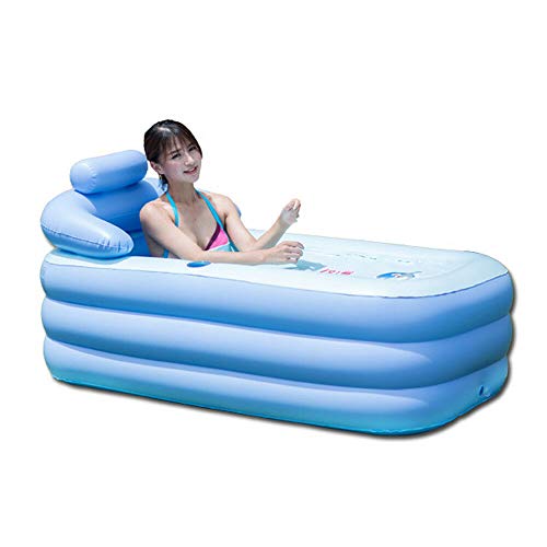 Inflatable Bathtub Portable Folding Inflatable Bathtub Adult PVC Folding Portable Spa Warm Bathtub Blow Up Kit Pool Bathroom Home SPA (Blue)