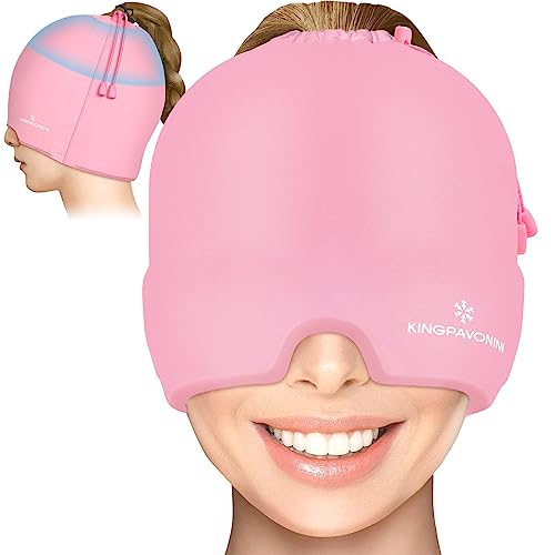Image of Gel Ice Migraine Headache Relief Cap, Adjustable Headache Cap Migraine with Drawstring Fits All Heads, Cold Compression Migraine Relief Cap for Tension, Stress, Sinus, Puffy Eyes, Hot /Cold Therapy
