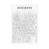 QOGDAF Augsburg, Deutschlandkarte, Poster, Wandkunst, 
