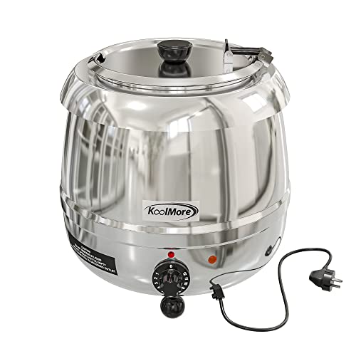 Image of KoolMore Commercial Soup Kettle Warmer with Hinged Lid and Removable Stainless-Steel Pot Insert for Buffet, Restaurant, Party, Event, and Catering, Large 2.5 Gallon, Electric [Silver] (SK-SS-3G)