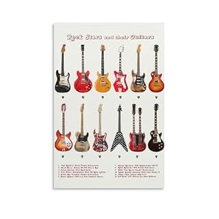 Guitar Poster Rock Stars And Their Guitars Posterstyle 12x18inch(30x45cm) - Les Beatles, Paul McCartney, John Lennon, RIngo Starr, George Harrison