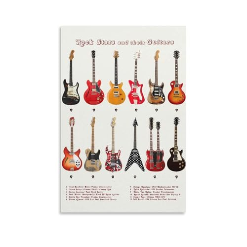 Guitar Poster Rock Stars And Their Guitars Posterstyle 12x18inch(30x45cm) - Les Beatles, Paul McCartney, John Lennon, RIngo Starr, George Harrison Guitar Poster Rock Stars And Their Guitars Posterstyle 12x18inch(30x45cm)