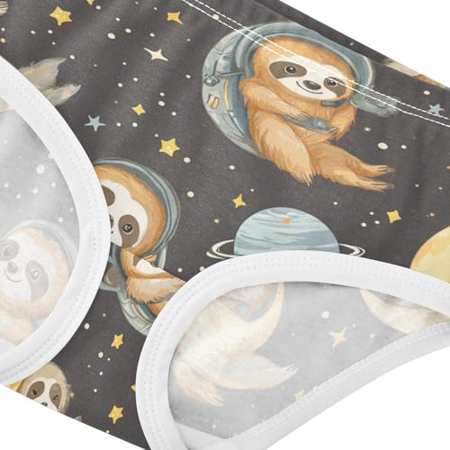Wusikd Cartoon Sloths Space Girls' Underwear Cotton Cute Girls Briefs Soft Toddler Underwear 2T4