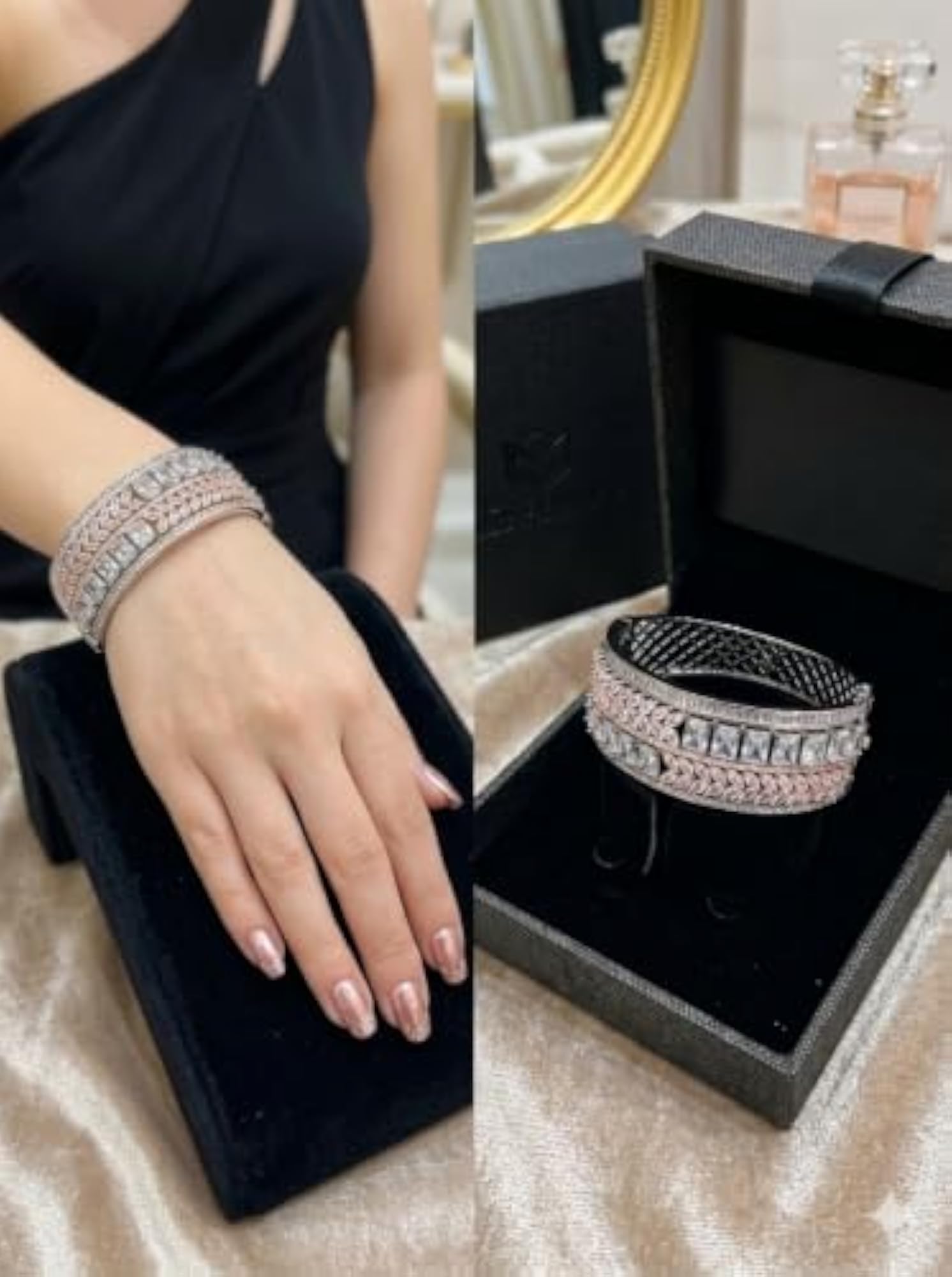 Women's Premium Rose Gold Tinted American Diamond Bracelet