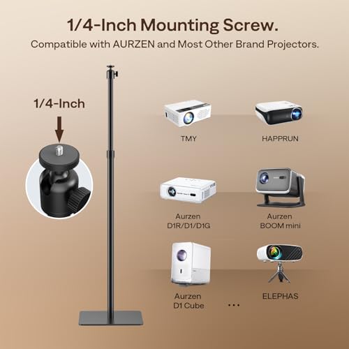 Image of Aurzen Adjustable Projector Stand, 17.3-43.3 in Height, 1 /4-Inch Screw, Compatible D1R Cube /D1R /D1 /D1G /BOOM mini /BOOM air /D1 air /D1R air & Most Projectors