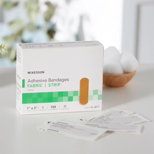 McKesson Adhesive Bandages, Sterile, Fabric, Tan, 1 x 3 in, 100 ct - image 6