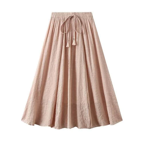 Jupe longue massive premium en coton double couche - Jupe femme d'été au drapé fluide A-ligne