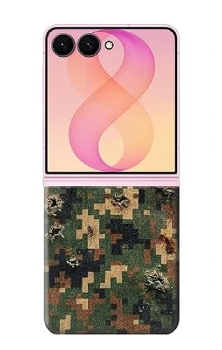 JP4091FL8 �f�W�^�����ʕ� Green Digital Camouflage Pattern For Samsung Galaxy Z Flip 8 �p�P�[�X