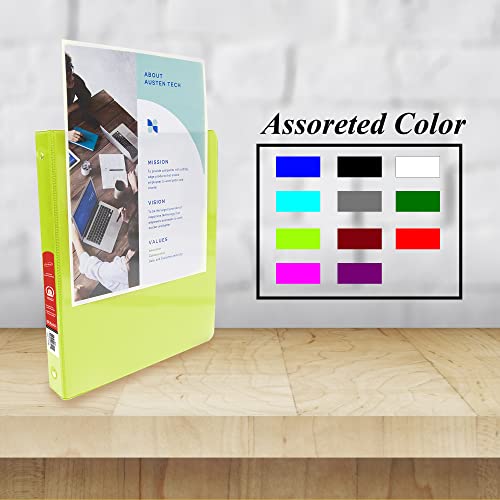Image of BAZIC Products 1 /2 inch Lime Green 3-Ring View Binder, Round Ring, 4-Pack | round rings, 1 /2 in Lime Green view 3-ring binder, 2 inside pockets, holds up to 100 sheets, Durable poly cover, 2 Pocket