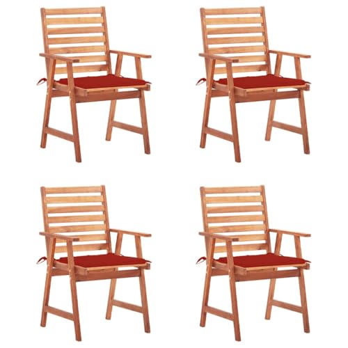 HFXHIJXQ 4 Piece Patio Dining Chairs Set Solid Acacia Wood
