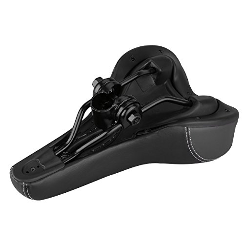 MTBHOME Hollow-Out Mountain Bike Seat for Men and Women Synthetic Leather Foam Padding Bicycle Saddle with Seat Post Clamp (Black)