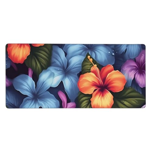 Grand tapis de souris de jeu XXL floral, sous-main long antidérapant 40x90 pour bureau