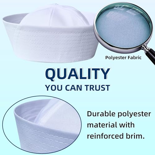 CCUFO White Sailor Hat Costume: US Navy Hats for Parties Halloween and Weddings 23.5" - 2 Pack