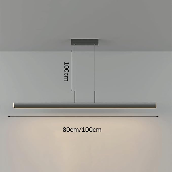 Elksdut zwarte hangende led lineair licht, keukeneiland hangende lichtarmatuur, moderne hanglamp kroonluchter lange strook licht voor kantoor eetkamer tafel theesalon bar lamp photo 3