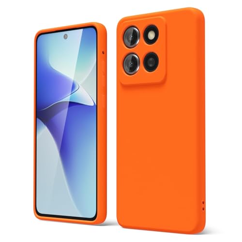 oakxco for Motorola Moto G Stylus 2025/ G Stylus 2026 Case Silicone, Thin Slim Grip Soft Rubber Protective Phone Case for Women, Matte Plain Bright Color Aesthetic Cute Girly Case, Neon Orange