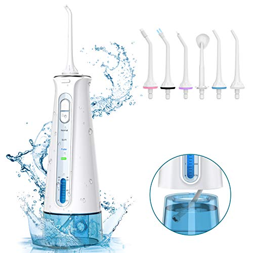BESTOPE Idropulsore Dentale Portatile,230 ml Idropulsore Orale Professionale,3 Modalità 6 Ugelli di Ricambio,IPX7 Impermeabile USB Ricaricabile per Pulizia Dentale Igiene Dentale (Approvazione FDA)