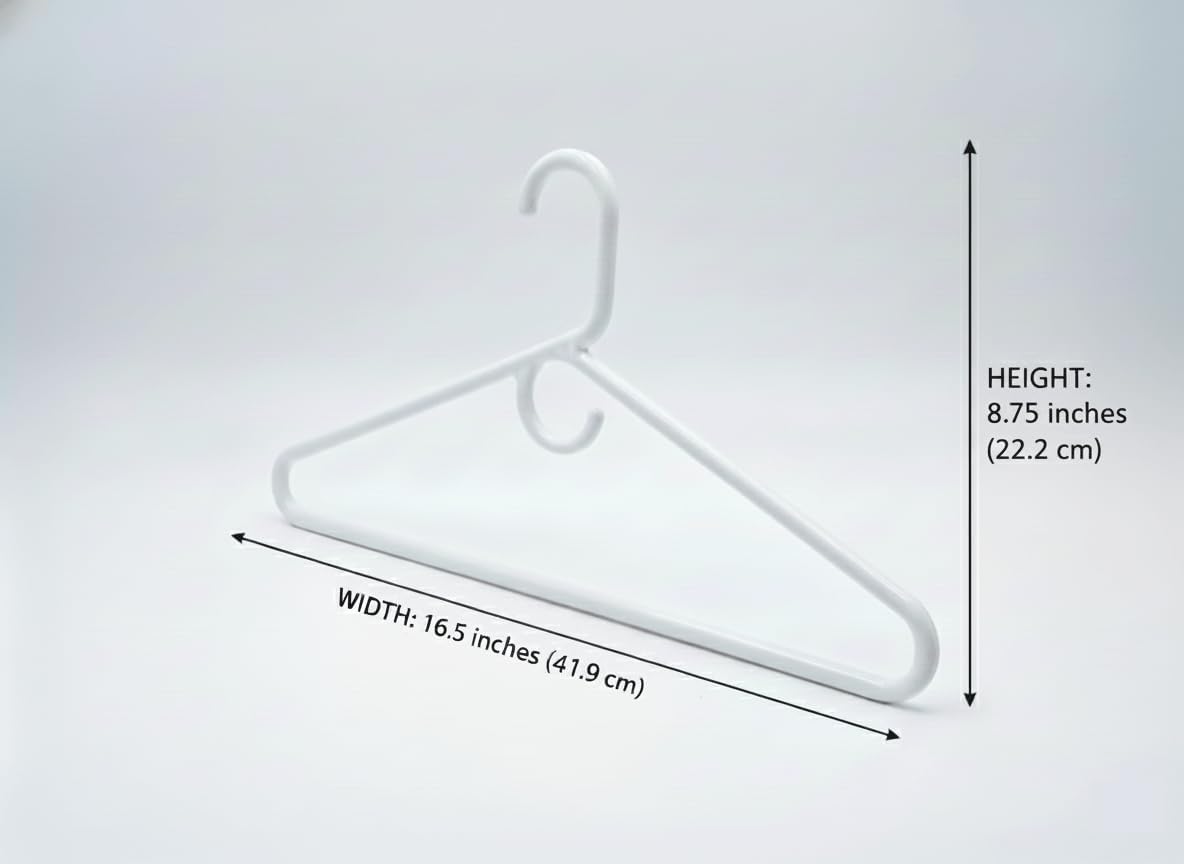 12-Pack Heavy Duty Tubular Plastic Clothes Hangers – White Jumbo Adult Coat & Suit Hangers | Super Strong, Sleeved, Space-Saving Closet Organizers