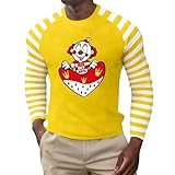 Camiseta de manga larga con estampado de festival para hombre con cuello redondo como básico informal y cómodo para el uso diario, amarillo, 3XL