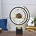 Homary Modern Abstract Art Decoration Metal Globe Ornament Sculpture Decor with Rectangle Stand Black & Gold