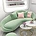 CRAFTKINGS Modern 83'' Velvet Curved Sofa 5 Seater Sofa Gold Metal Legs Toss Pillow Included/Five Seater Luxury Sofa Set (Light Green)