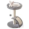 Goozii Small Cat Tree Tower with Scratching Post, Modern Kitten Tower for Indoor Cats, Short Carpet Sisal Cat Scratcher Stand with Large Bed Perch, Scratch Ramp, Toy Ball for Kitty Play (Grey)