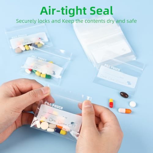 Urekt 120 Pack Thick Reusable Pill Bags