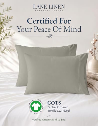 Image of 100% Organic Cotton Pillow Cases - King Size, Ultra Soft and Crisp, Cool Percale Pillow Covers, Sleeping Pillow Covers, Set of 2 - Silver
