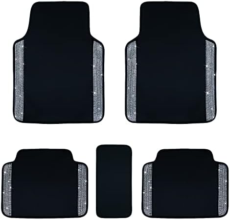 eing Breathable Universal Bling Anti Slip Car Floor Mat with Crystal Rhinestones for Women & Girls, Pure White