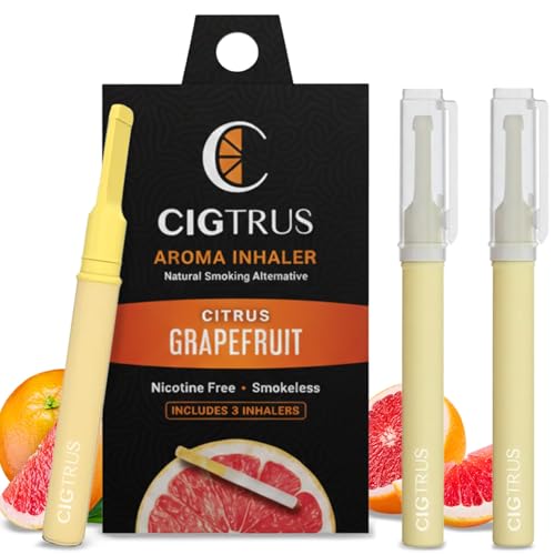 Image of Cigtrus Quit Smoking Smokeless Inhaler - Natural, Nicotine-Free, Vaporless & Non-Electric - Helps Curb Cravings, Oral Fixation & Lung Detox Support - 3-Pack Grapefruit