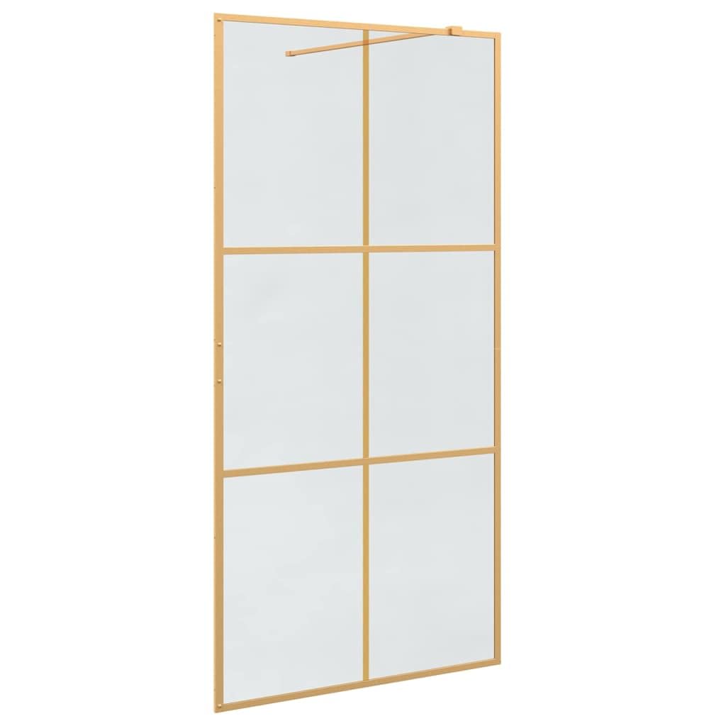 vidaXL Walk-in - Mampara de ducha (cristal templado, 100 x 195 cm), color dorado
