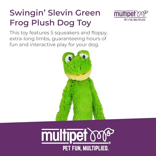 Multipet's Swinging Slevin XXL Oversized 30-Inch Green Frog Plush Dog Toy