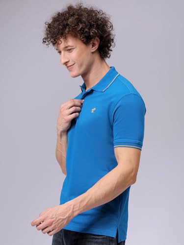 Image of The Indian Garage Co Men Slim Fit Solid Polo Neck Half Sleeves Tshirt