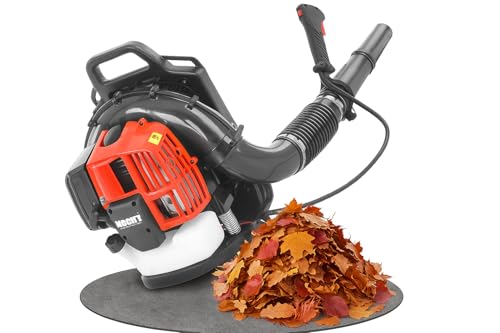 HECHT Laubbläser Benzin – Starke 2,0 PS, 52 cm³, 864 m³/h, bis 180 km/h – 8,3 kg leicht - Kabellos ohne Strom/Akku – Laubbläser für Garten, Auffahrt & Terrasse - 2 Takt-Motor