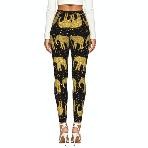 Leggings de compresión suave para mujer con estampado de elefante abstracto 3