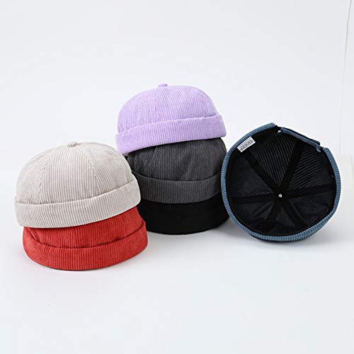 Unisex Rolled Cuff Docker Cap Hats Brimless Beanie Sailor Cap Worker Hat For Women Men (Style D-Purple, One Size) #TOP3