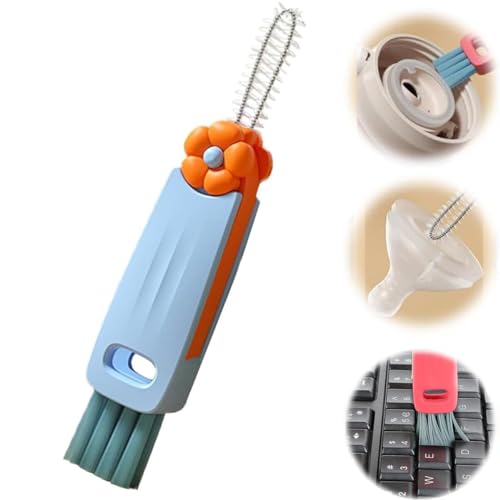 Image of 3 in 1 Cup Lid Cleaning Brush, Multifunctional Crevice Cleaning Brush for Bottle Gap Tight Spaces Cup, 2024 New Cleaning Brush Portable Cup Lid Cleaner with Brush (Blue, A)