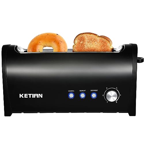 Long Slot Toaster 2 Slice,Cancel Reheat Defrost Functions,Removable Crumb Tray,6