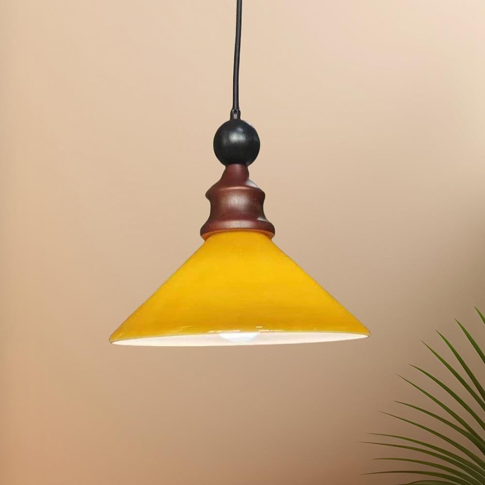 Luce Pendente Cono Vintage, Vetro Arancione Lampada a Sospensione
