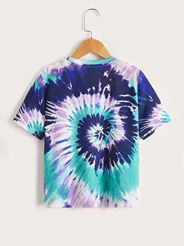 Milumia Girl's Casual Tie Dye Tee Short Sleeve Round Neck Summer Tshirts Tops Multicolor 9 Years #TOP1