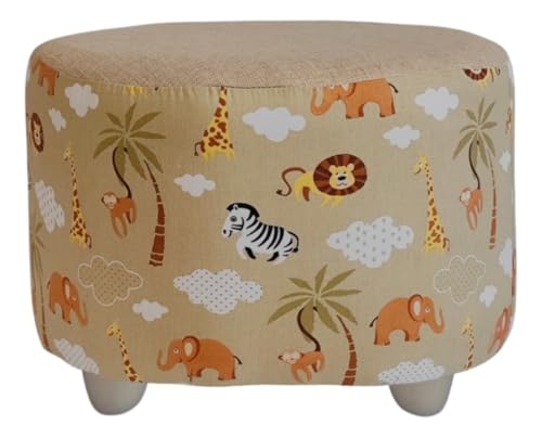 Puff Infantil Estampado Com Tema Safari - Marrom